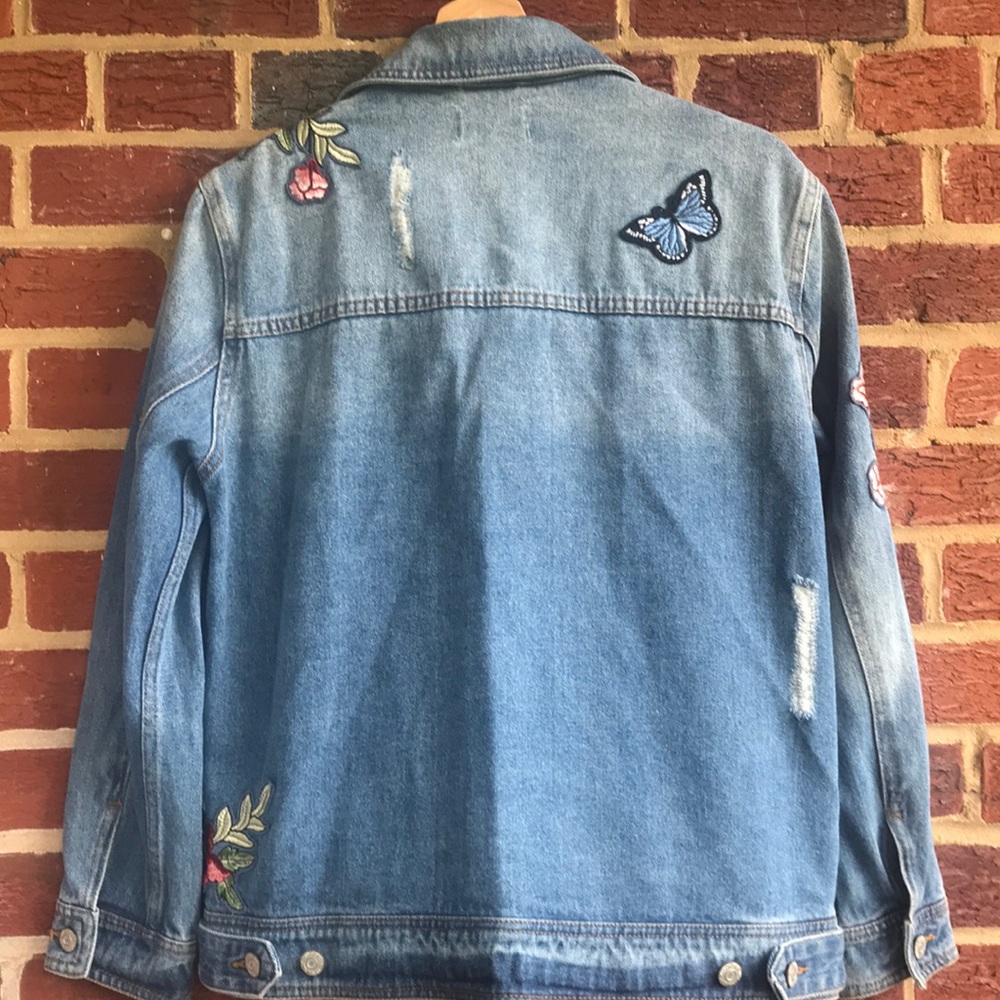 Denim Distressed Jean Pimkie Patch Jacket - Picture 7 of 8